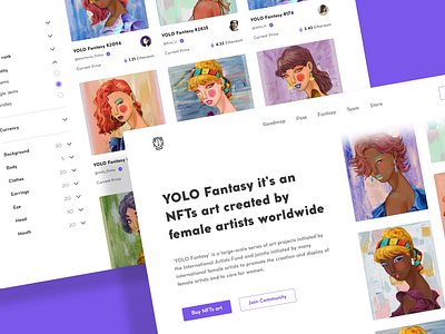 YOLO Fantasy - NFT Market art blockchain clean crypto dashboard defi design desktop eth ethereum marketplace nft pictures shop token ui ux web web 3.0 web design