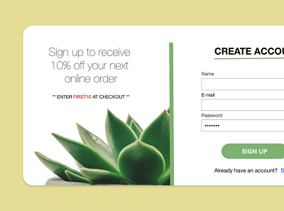 Succulent Plant Shop Sign Up Page | Daily UI Challenge - 001 graphic design ui web design