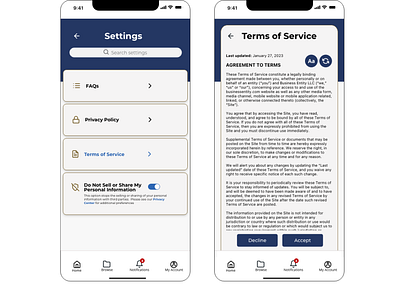 Terms of Service | Daily UI Challenge - 089 terms of service ui web design