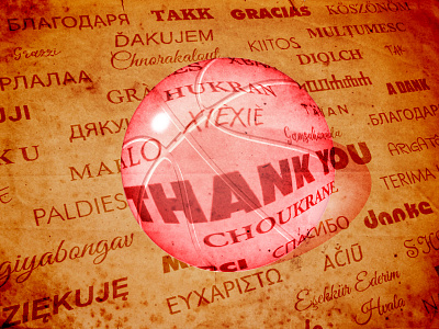"Thank you" shot basketball crystalball glass illustrator letters parchment photoshop pink words