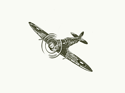 Spitfire airplane british england fighter hand drawn illustration inktober spitfire ww2