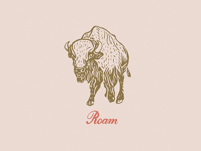 Roam animal bison buffalo hand drawn inktober roam west
