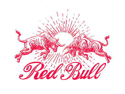 Red Bull bull energy drink engraving logo redbull redesign wings
