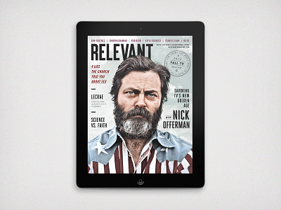 Relevant Cover Issue 71 editorial ipad magazine offerman redesign