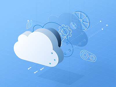 Cloud Exploded View 3d architecture blueprint cloud exploded view gears illustration mechanical vector