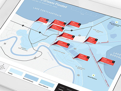 Katrina 10 Flooding Map editorial flood hurricane illustration infographic katrina map new orleans storm vector weather weather channel