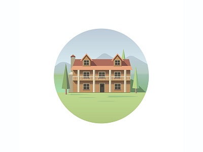 Higher Ground badge cabin hotel illustration lodge logo mountains