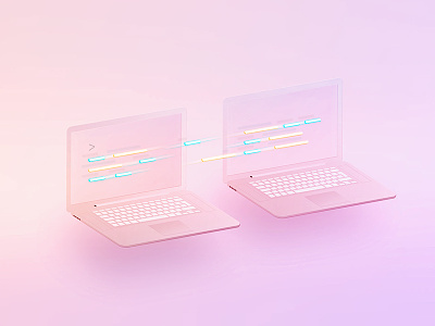 Data Transfer 3d data laptop pink transfer