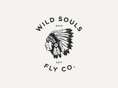 Wild Souls Fly Co. branding fishing fly indian logo native american outdoors wild