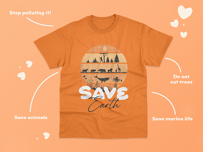 Save Earth - Illustration for T-shirts branding graphic design illustration pollution free save animals save earth save marine life saving earth matters vector