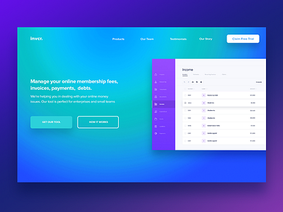 Invoice Manager - landing page design dribbble gradient invoice landing product tool ui user