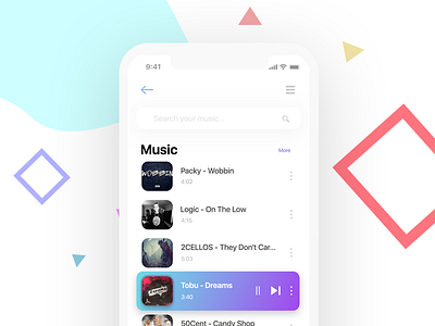 Music App design edit genre iphone music playlist shape ui kit