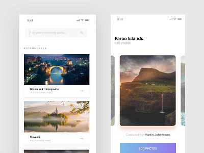 Travel bosnia design gallery list photos planner travel ui kit