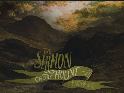Sermon on the Mount illustration mountain ribbon sermon sketch typography