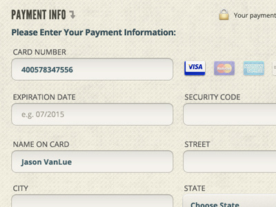 Payment Info checkout credit card payment ui web