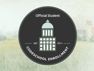 Enrollment badge code code school illustration school web