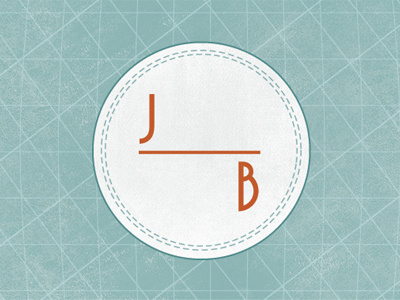 J/B badge blue logo moo cards wedding