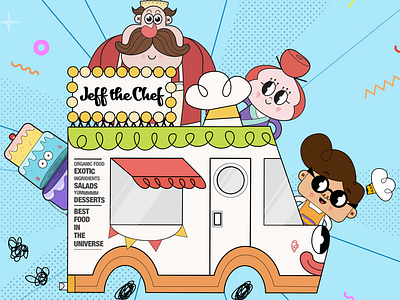 Jeff The Chef animation cake character design chef cute design food truck illustration love