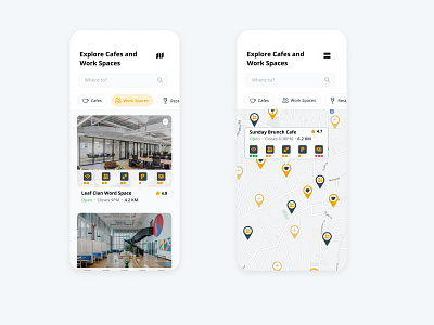 Work Spaces design maps mobile design mobile ui ui