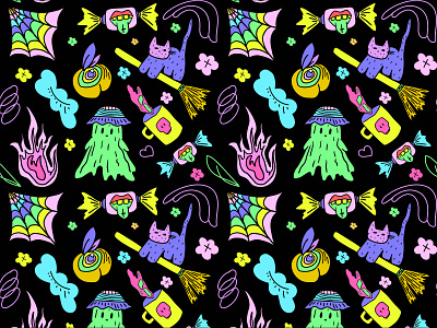 Spooky but Cute pattern adobe adobeillustrator alwaysangsty colorado halloween illustration spooky spookyillustration