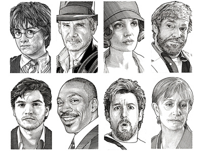 Wall Street Journal Hedcuts celebrities illustration pen ink people portraits