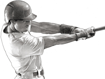 Baseball Player baseball illustration pen ink people portrait sports stipple