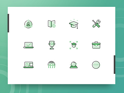 A set of green linear beautiful icons app branding design green icon illustration linear logo software ui vector