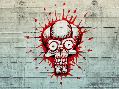 Teschio, doodle on wall doodle freehand graffiti halloween murales photoshop