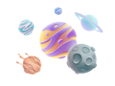 Planets crater fun illustration jupiter moon planets saturn space