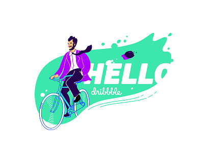 Hello Dribble 2019 bicycle bike firstshot hello dribble illistration man vector vectorart