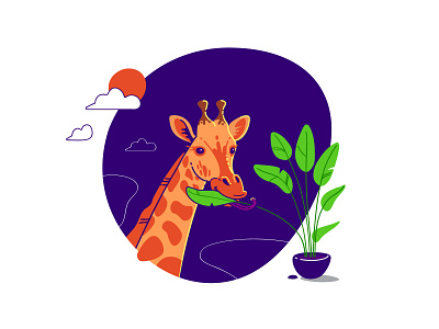 Giraffe giraffe illustration plant