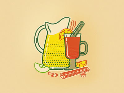 Hot cider apple cider cinnamon glass hot drink illustration jar lemon