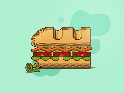 Sandwich olive fastfood food football illustration olive