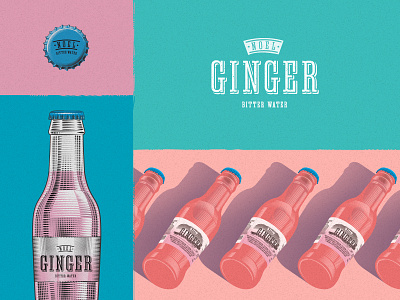 Ginger tonic bottle drink fresh ginger illustration tonic water