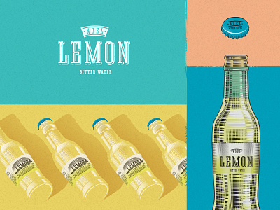 Lemon Tonic bottle cork craft drink engraving fresh illustraion lemon tonic water