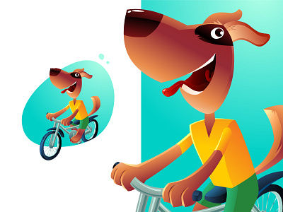 Biker dog bike biker dog sport doggy drive fun funy illustraion