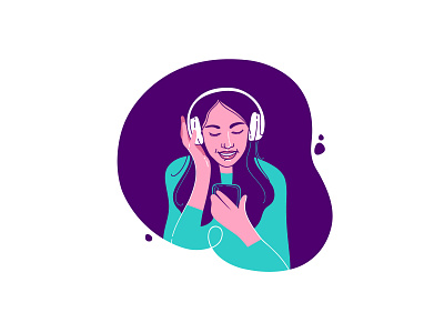 Music phone bluetooth girl headphones illustration music phone smile