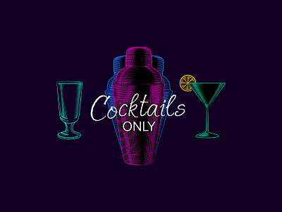 Cocktails ONLY alcohol cocktails drink glass icons illustration martini nightclub nightlife shaker