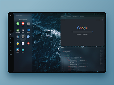 Design concept for an iOS-like linux desktop environment blur code dark design desktop ios linux minimal minimalist ui