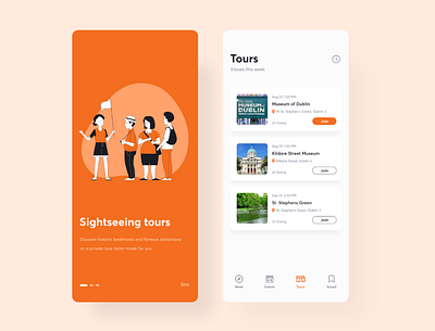Heritage Tour Application @2x @appdesign @application @branding @daily ui @design @duotone @orange @tourism @travel @ui illustration