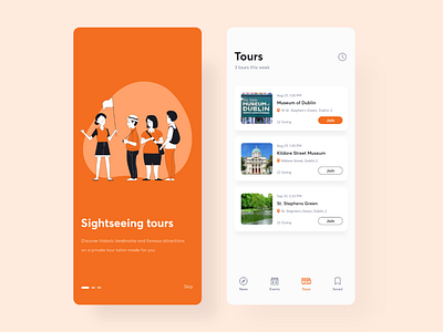 Heritage Tour Application @2x @appdesign @application @branding @daily ui @design @duotone @orange @tourism @travel @ui illustration