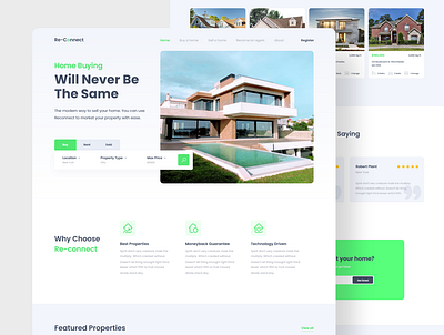 Real Estate Website Concept @daily ui buying green home homepage house illustration landing design landingpage property realestate sell uidesign uiux webdesign website website concept