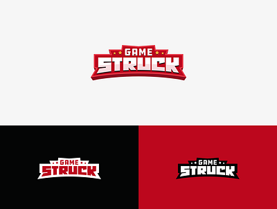 Game Struck Logo black company logo game game art logo red stars