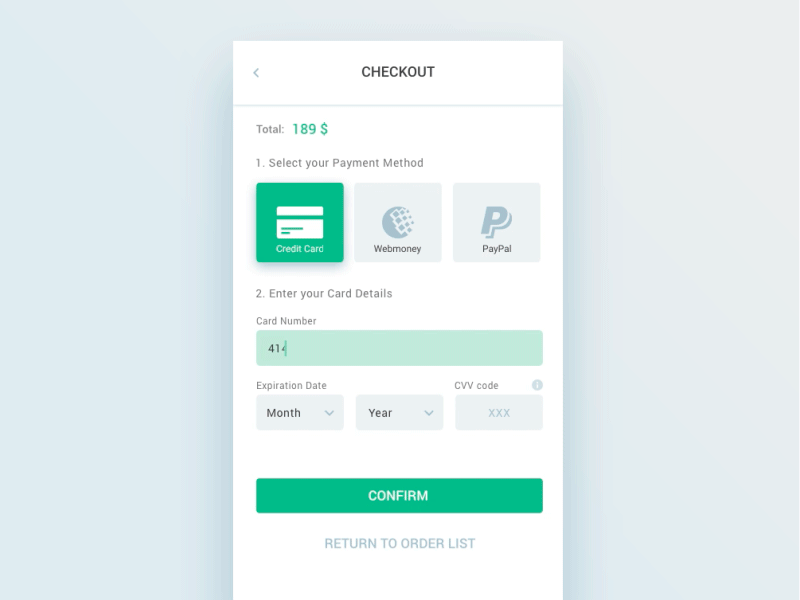 Daily UI #002 Credit Card Checkout buy card checkout order pay purchase