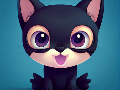 Cute Black Halloween Cat 3d