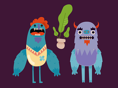 Furry Guys alien character flat furry graphic illustration monster simple vector