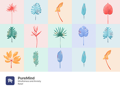 Illustrations | PureMind app botanical feeling illustration ios iphonex meditation plants ui ux