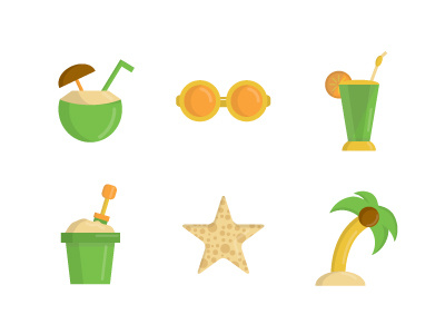 Beach Icon Part 2 coconut coconut tree glasses lemon sand box sea star