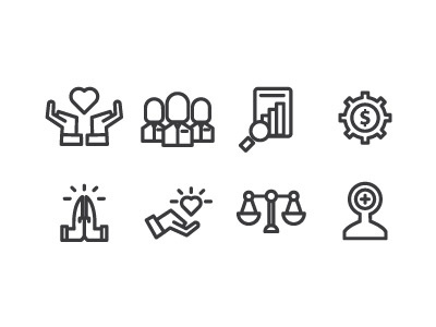 Company Icon set company integrity passion positivy teamwork thankful