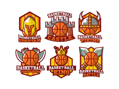 Basketball Badge Kingdom axe badge basket ball crown emblem king spartan sport sword viking